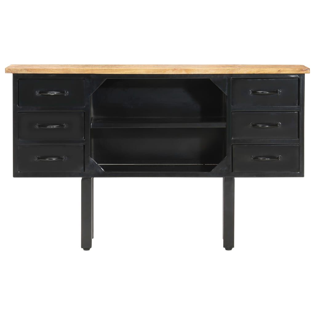 vidaXL Μπουφές 110x30x65 εκ. Μασίφ Ακατέργαστο Ξύλο Μάνγκο και Ατσάλι
