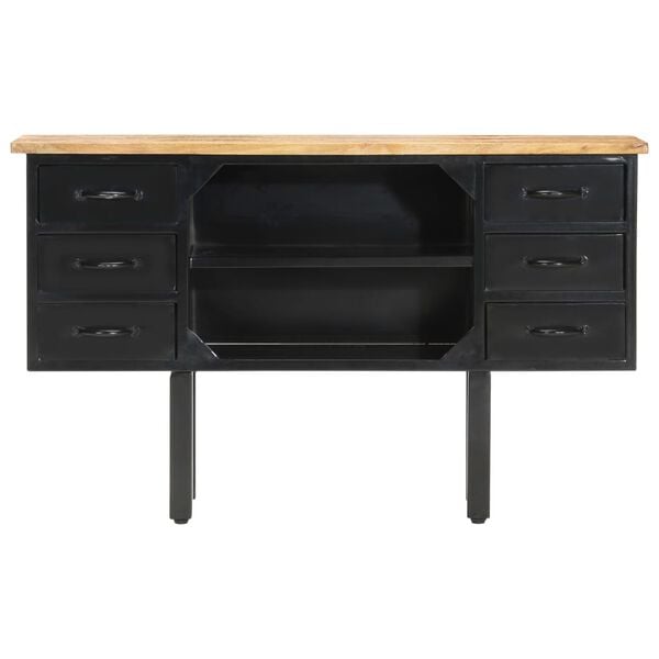 vidaXL Μπουφές 110x30x65 εκ. Μασίφ Ακατέργαστο Ξύλο Μάνγκο και Ατσάλι