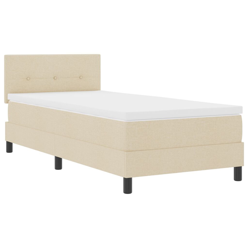vidaXL Κρεβάτι Box Spring με Στρώμα Κρέμ 90x200 εκ Υφασμά