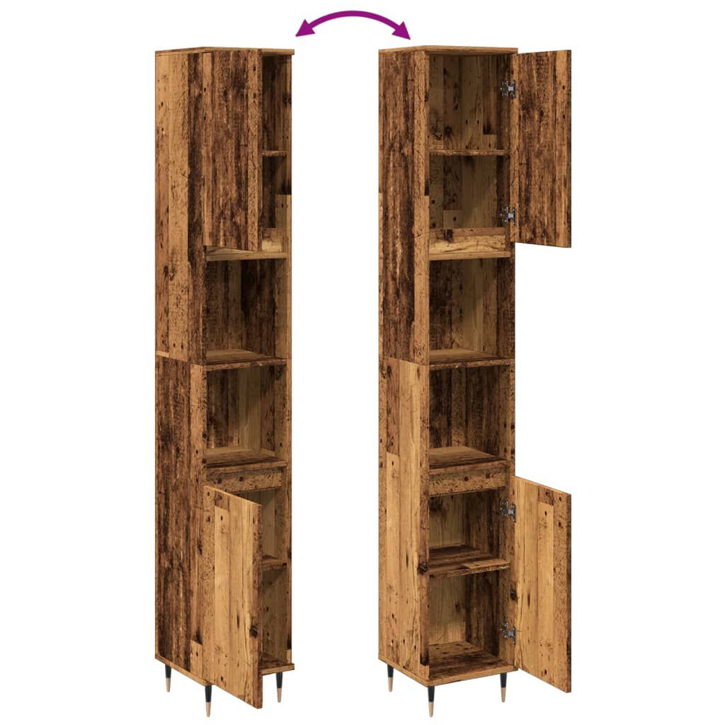 vidaXL Ντουλάπι μπάνιου Παλιό ξύλο 30x30x190 cm Κατασκευασμένο ξύλο