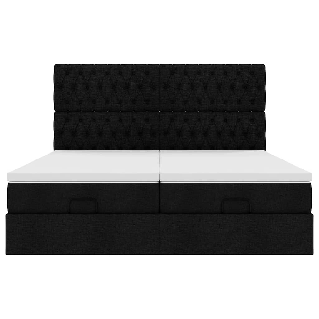 vidaXL Οθωμανικό κρεβάτι με στρώματα Μαύρο 160x200cm Ύφασμα