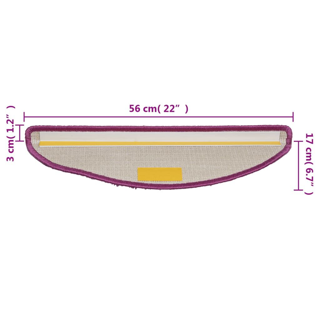 vidaXL Πατάκια Σκάλας 10 τεμ. Βιολετί 56 x 17 x 3 εκ.
