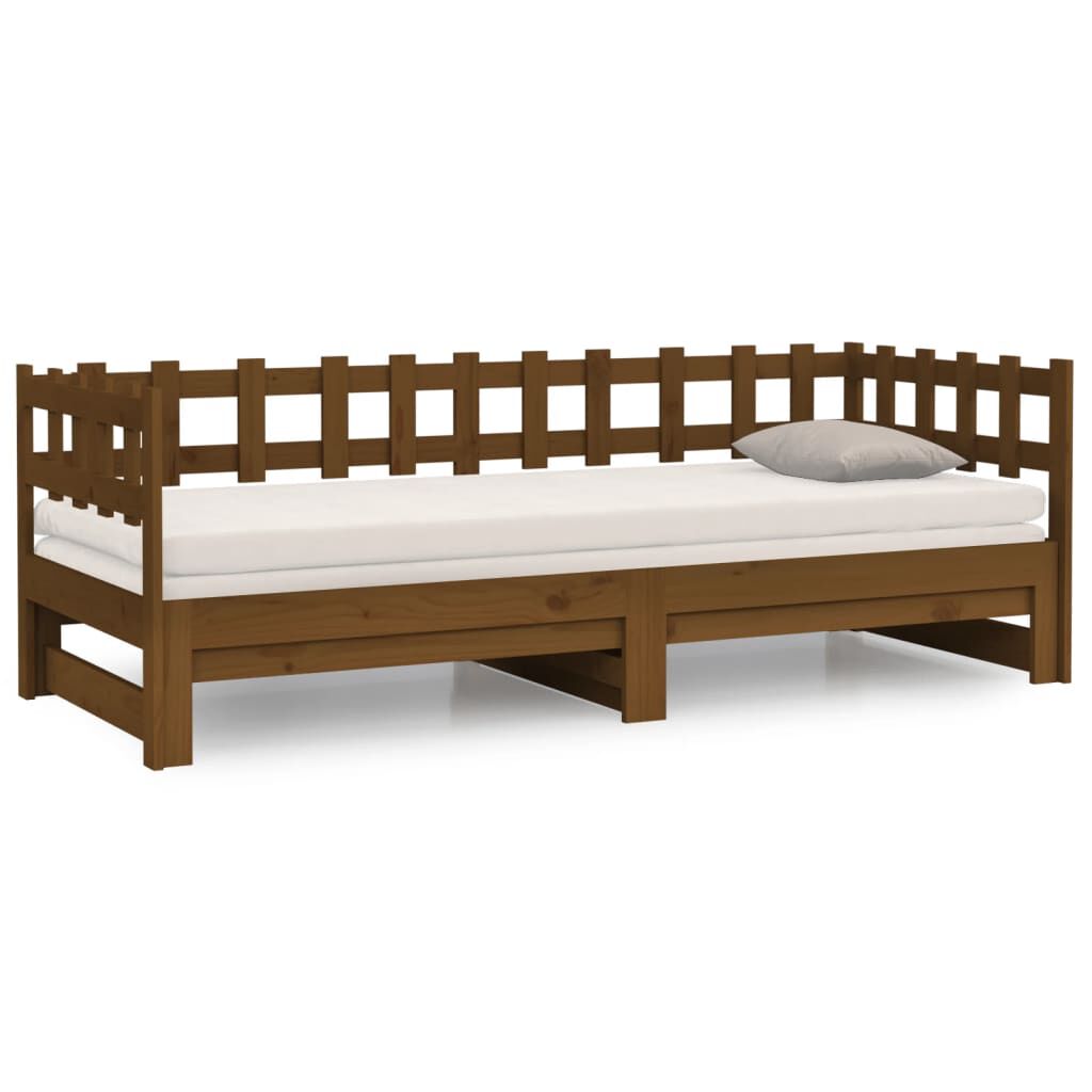 vidaXL Καναπές Κρεβάτι Συρόμενος Μελί 2x(90x190) εκ. Μασίφ Ξύλο Πεύκου