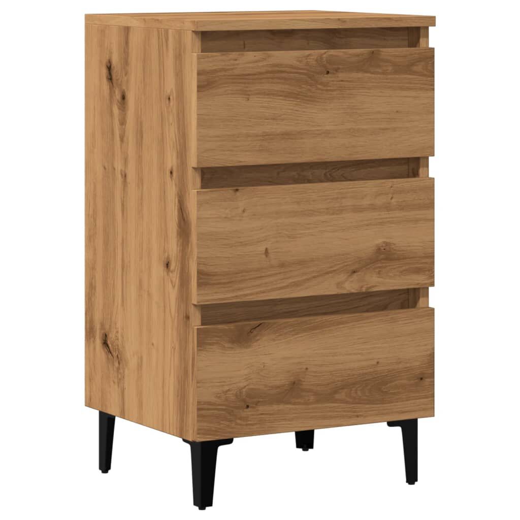 vidaXL Ντουλάπι κρεβατιού με μεταλλικά πόδια Artisan Oak 40x35x69 cm