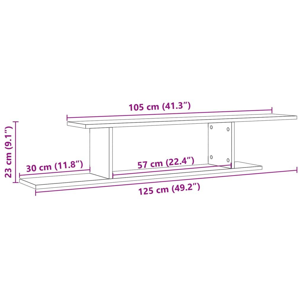 vidaXL Ράφι Τηλεόρασης Επιτοίχιο 125x18x23 εκ. Επεξ. Ξύλο