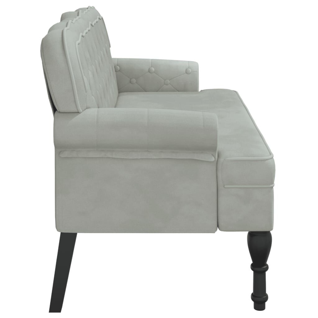 vidaXL Παγκάκι με Πλάτη Ανοιχτό Γκρι 119,5x64,5x75 εκ. Βελούδινο