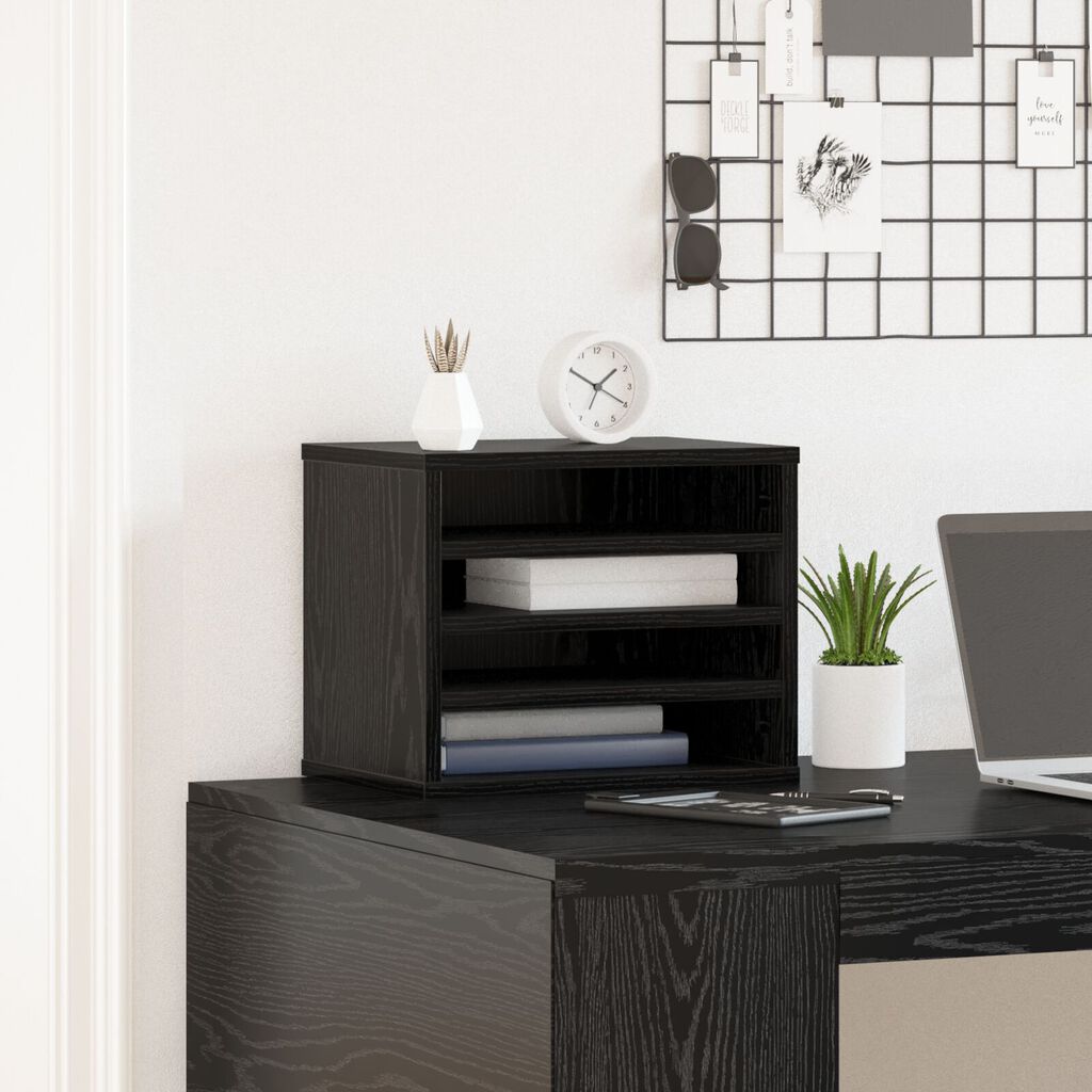 vidaXL Οργανωτής Γραφείου Μαύρη Δρυς 36x26x29.5 cm Επεξεργασμένο Ξύλο