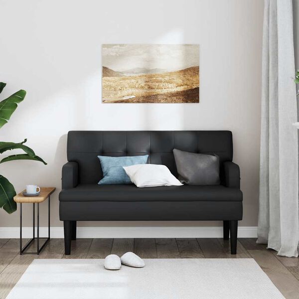 vidaXL Πάγκος με Πλάτη Μαύρο 112x65,5x75 εκ. από Συνθετικό Δέρμα