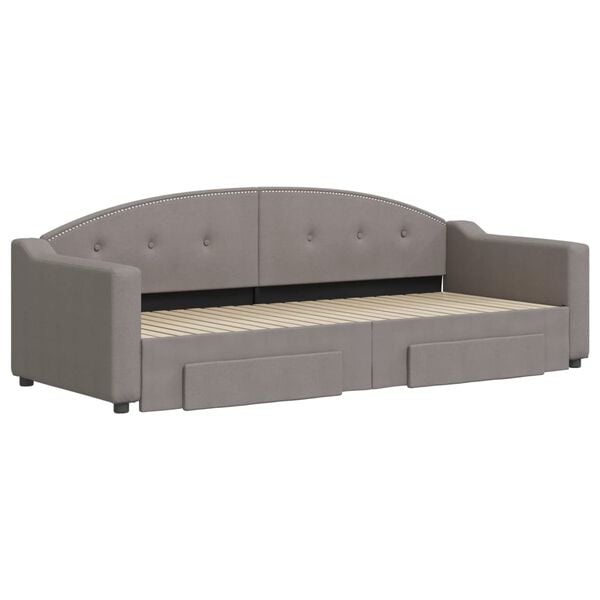 vidaXL Καναπές Κρεβάτι Συρόμενος Taupe 80x200 εκ. Υφασμάτινος Συρτάρια