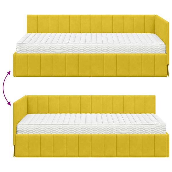 vidaXL Κρεβάτι Γωνίας με στρώμα Κίτρινο 100 x 200 cm Βελούδο