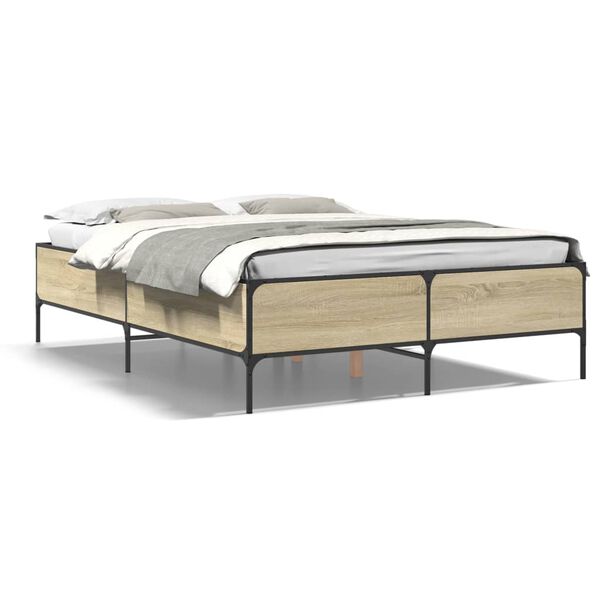 vidaXL Πλαίσιο Κρεβατιού Sonoma Δρυς 150x200 εκ. Επεξ. Ξύλο & Μέταλλο