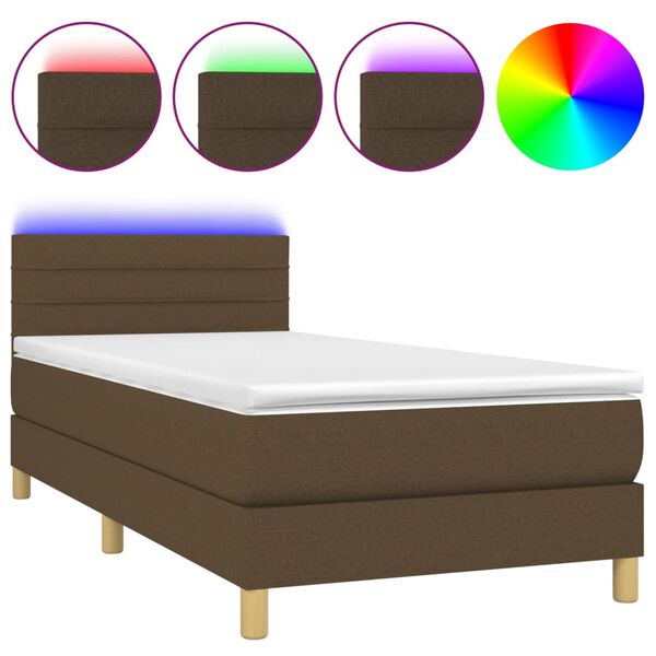 vidaXL &Kappa;&rho;&epsilon;&beta;ά&tau;&iota; Boxspring &mu;&epsilon; &Sigma;&tau;&rho;ώ&mu;&alpha; & LED &Sigma;&kappa;.&Kappa;&alpha;&phi;έ 100x200 &epsilon;&kappa; &Upsilon;&phi;&alpha;&sigma;&mu;ά&tau;&iota;&nu;&omicron;