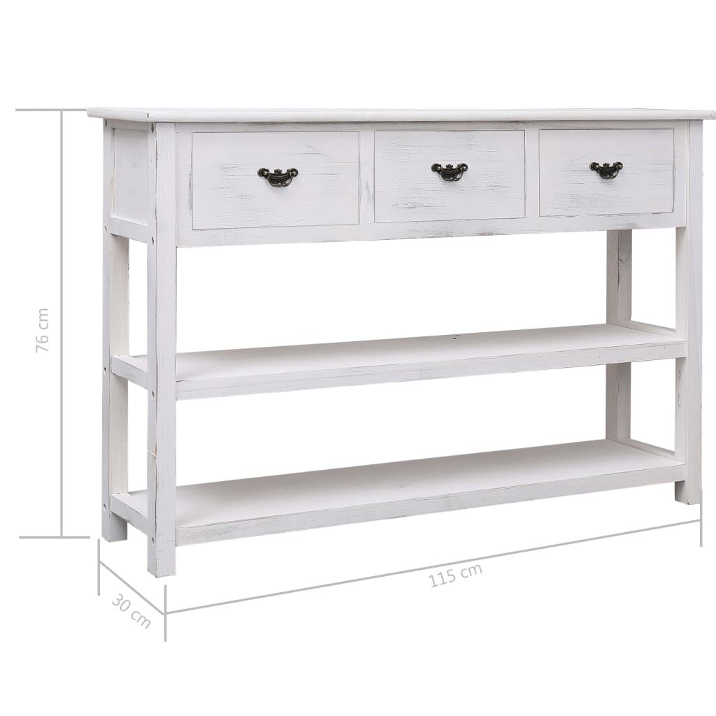 vidaXL Μπουφές Αντικέ Λευκός 115 x 30 x 76 εκ. από Ξύλο