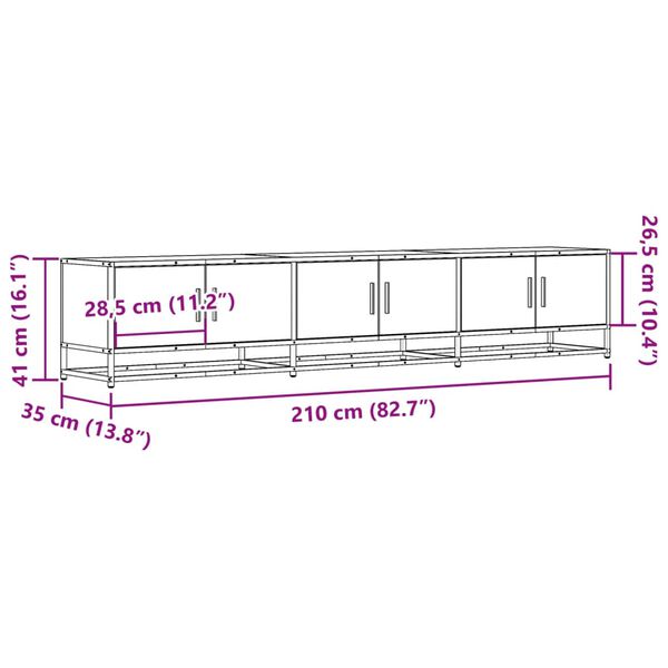 vidaXL Έπιπλο Τηλεόρασης Sonoma Δρυς 210x35x41 εκ. Επεξ. Ξύλο