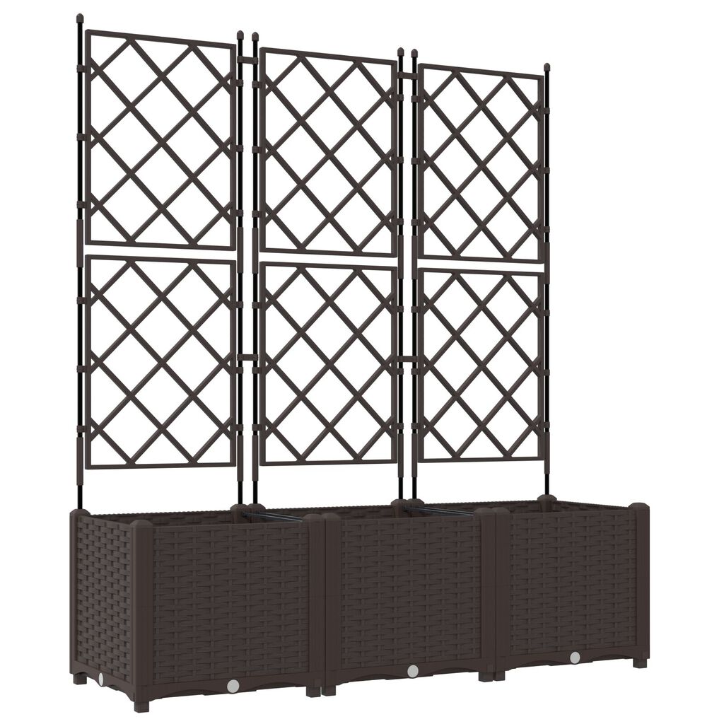 vidaXL Γλάστρα Κηπουρικής με Πλέκτη 3 τεμ Καφέ 120x40x143 εκ.
