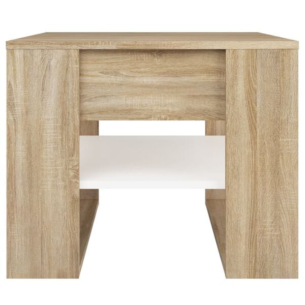 vidaXL Τραπεζάκι Σαλονιού Λευκό & Sonoma Δρυς 55,5x55x45εκ. Επεξ. Ξύλο