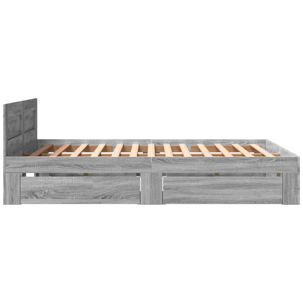 vidaXL Πλαίσιο Κρεβατιού με Κεφαλάρι Γκρι Sonoma 150x200εκ. Επεξ. Ξύλο