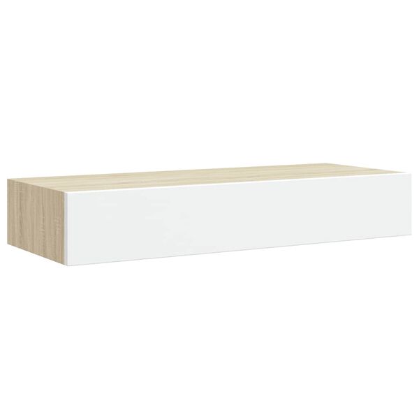 vidaXL Ράφι Επιτοίχιο με Συρτάρι Δρυς/Λευκό 60 x 23,5 x 10 εκ. από MDF