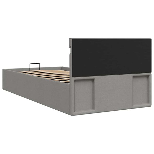 vidaXL Πλαίσιο Κρεβατιού με Αποθ. Χώρο/LED Αν. Γκρι 100x200 εκ. Ύφασμα