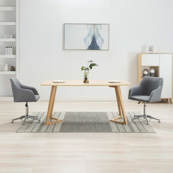 vidaXL Καρέκλες Τραπεζαρίας Περιστρεφόμενες 2 τεμ Αν. Γκρι Υφασμάτινες