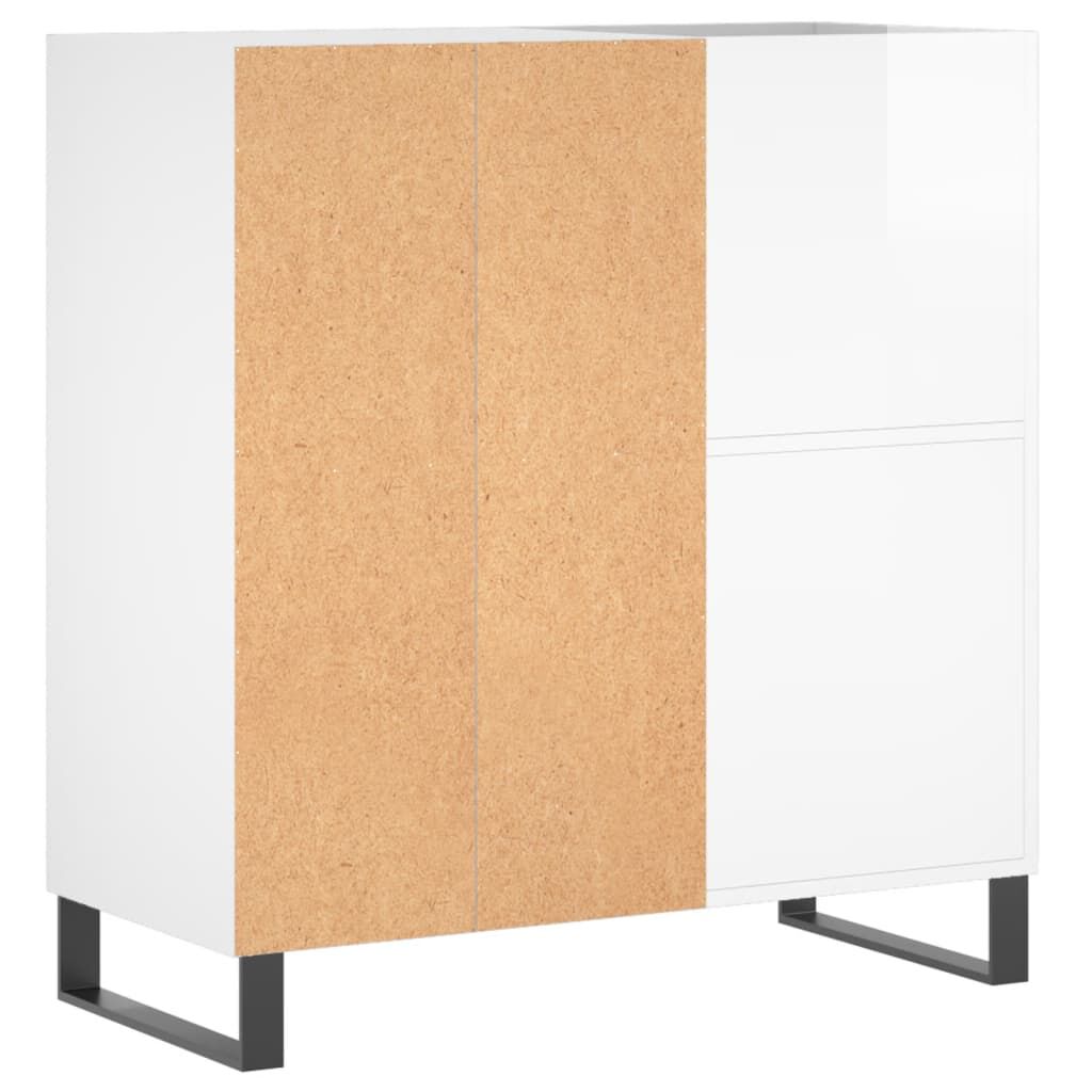 vidaXL Δισκοθήκη Γυαλιστερή Λευκή 84,5 x 38x 89 εκ. από Επεξεργ. Ξύλο