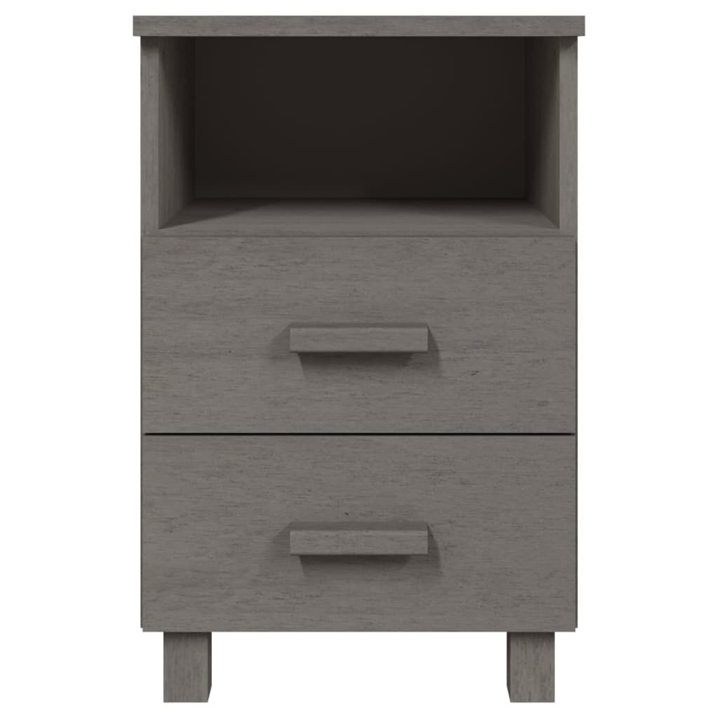 vidaXL Κομοδίνο HAMAR Ανοιχτό Γκρι 40 x 35 x 62 εκ. Μασίφ Ξύλο Πεύκου