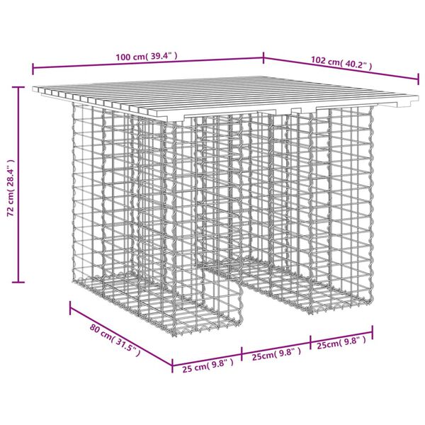 vidaXL Παγκάκι Κήπου Συρματοκιβώτιο 100x102x72 εκ. Μασίφ Ξύλο Πεύκου