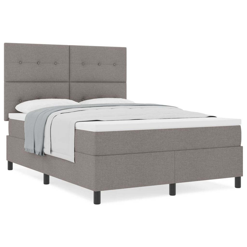 vidaXL Κρεβάτι Box Spring με Στρώμα Καφέ 140x190 εκ. Ύφασμα