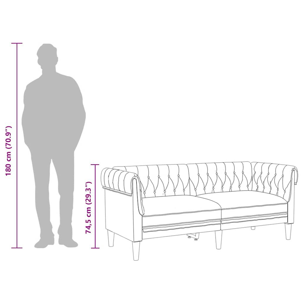 vidaXL Καναπές Διθέσιος Chesterfield Λινό
