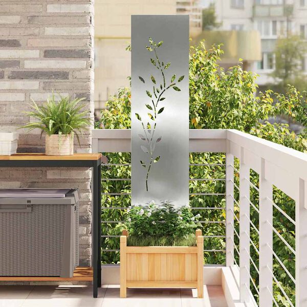 vidaXL Οθόνη Ιδιωτικότητας Κήπου Floral Ασημί 32 χ 140 εκ
