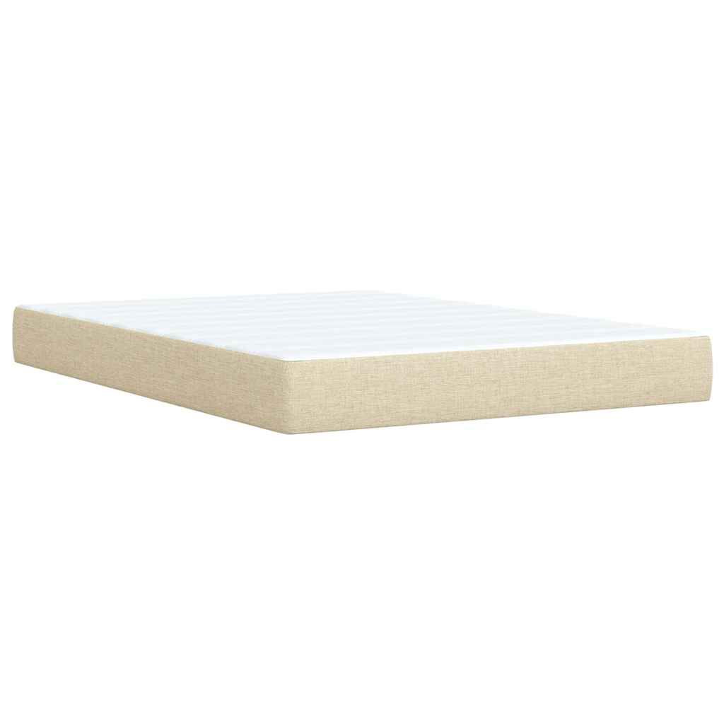 vidaXL Κρεβάτι Boxspring με Στρώμα Κρεμ 140x200 εκ. Υφασμάτινο