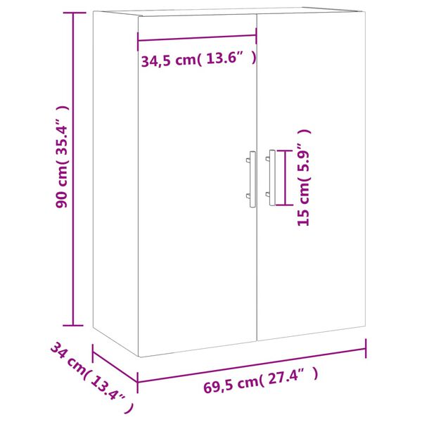 vidaXL Ντουλάπι Τοίχου Λευκό 69,5 x 34 x 90 εκ.