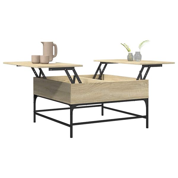 vidaXL Τραπεζάκι Σαλονιού Sonoma Δρυς 80x80x45εκ Επεξ. Ξύλο + Μέταλλο