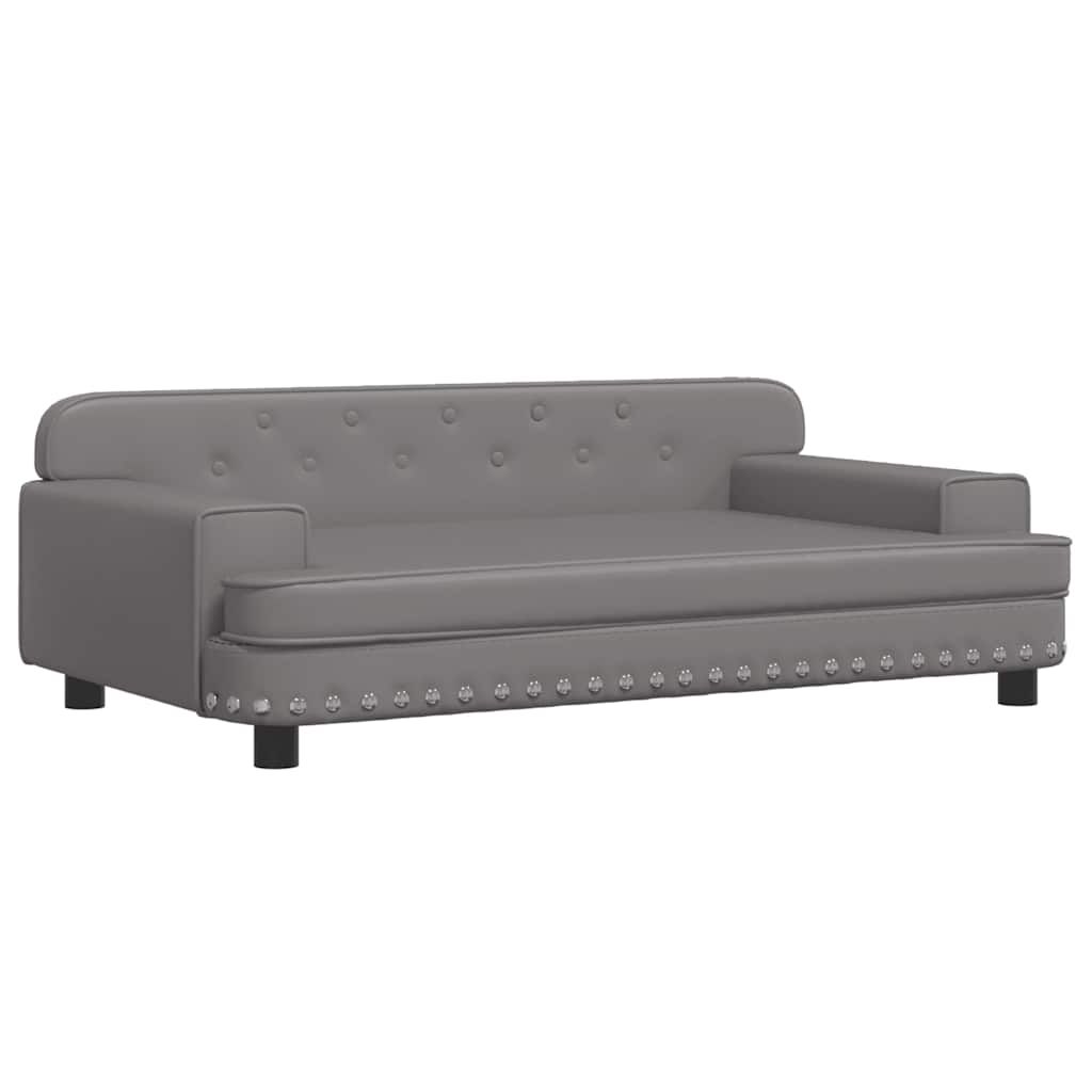 vidaXL Κρεβάτι Σκύλου Γκρι 90 x 53 x 30 εκ. από Συνθετικό Δέρμα