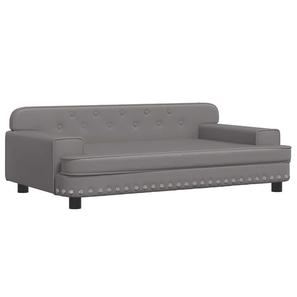 vidaXL Κρεβάτι Σκύλου Γκρι 90 x 53 x 30 εκ. από Συνθετικό Δέρμα