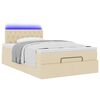 vidaXL Οθωμανικό κρεβάτι με στρώμα & LEDs Cream 120x190cm ύφασμα