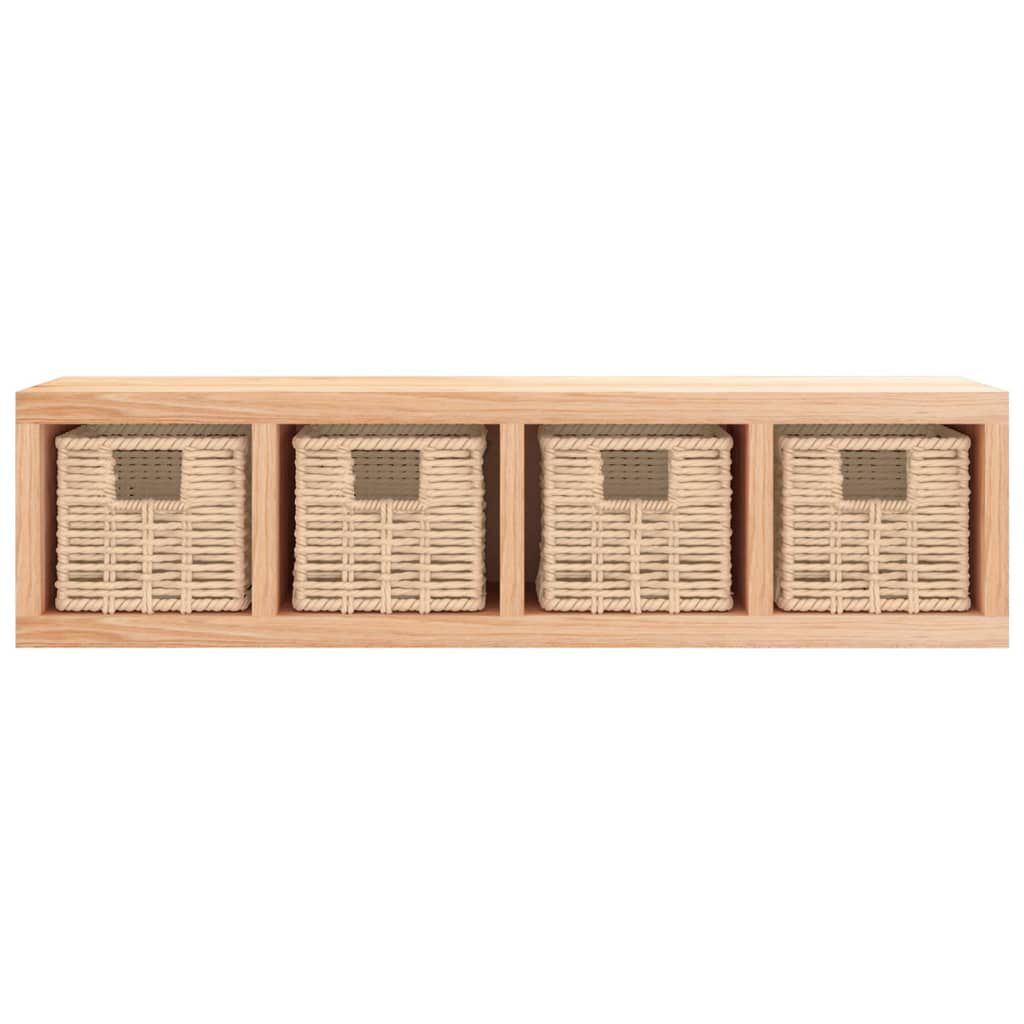vidaXL Ράφι Τοίχου με Καλάθια 62 x 18 x 16 εκ. από Μασίφ Ξύλο Καρυδιάς