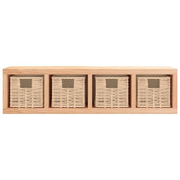 vidaXL Ράφι Τοίχου με Καλάθια 62 x 18 x 16 εκ. από Μασίφ Ξύλο Καρυδιάς