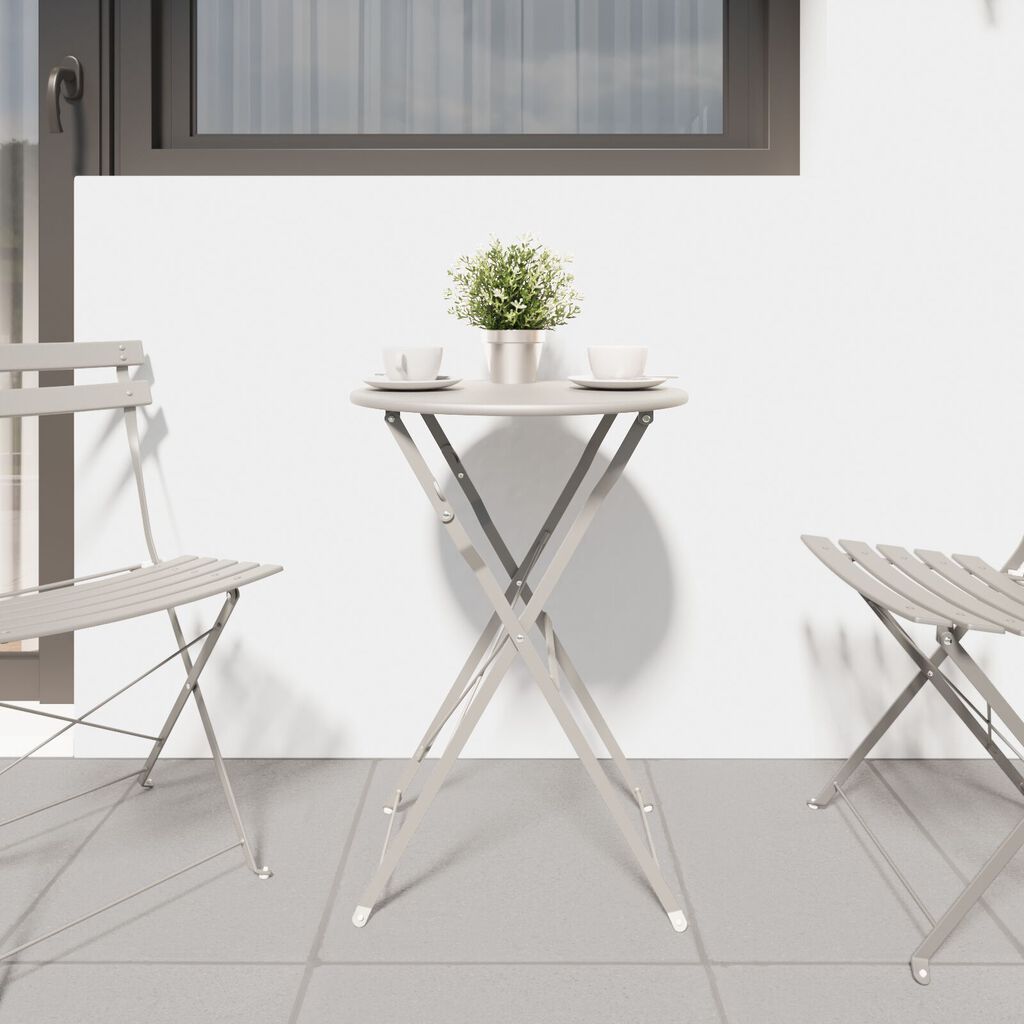 vidaXL Τραπέζι Bistro Πτυσσόμενο Μπεζ Ø50x71 εκ. Μεταλλικό