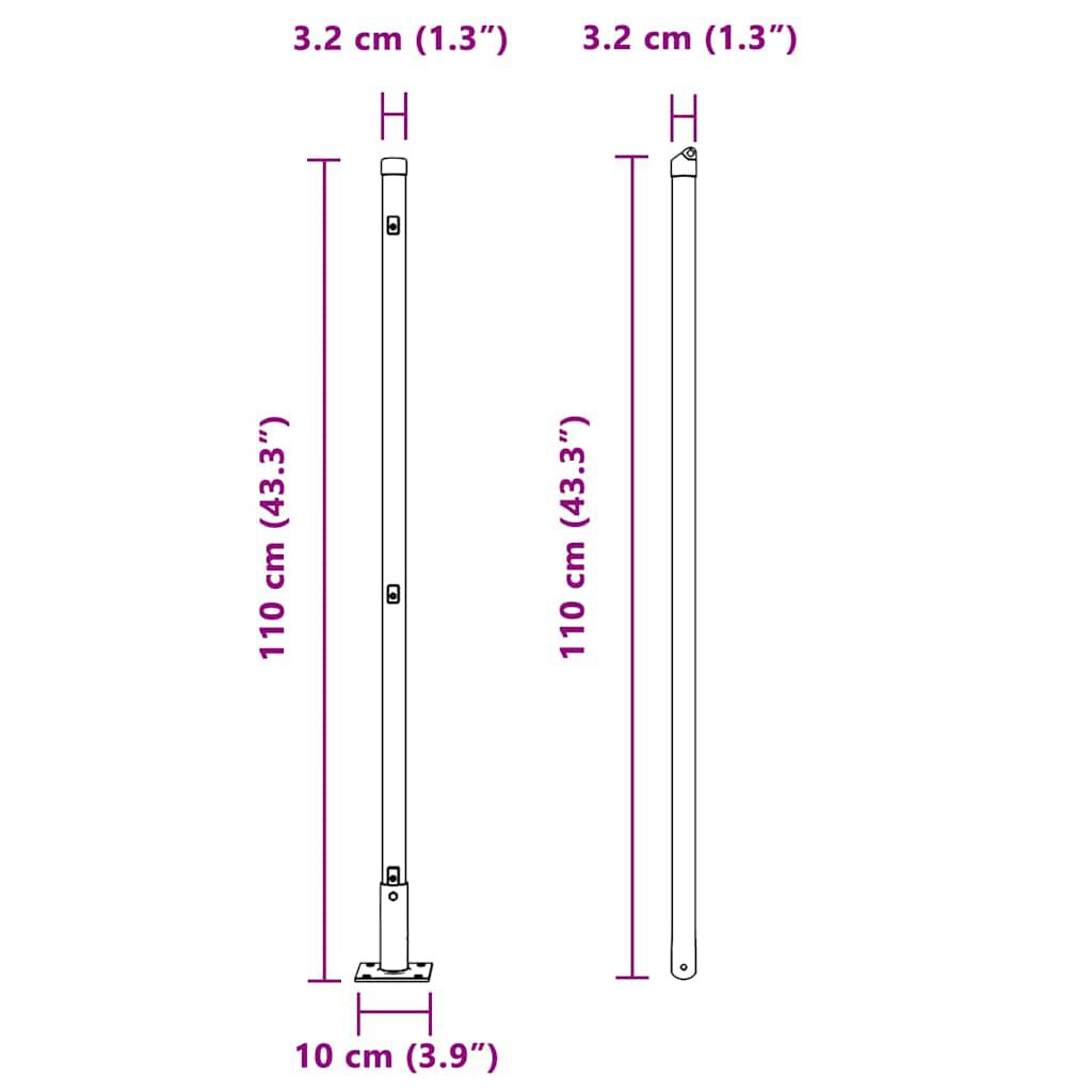 vidaXL Πό posts φράχτη 13 pcs Ασημί Ø32mm 110 εκ Γαλβανισμένος χάλυβας