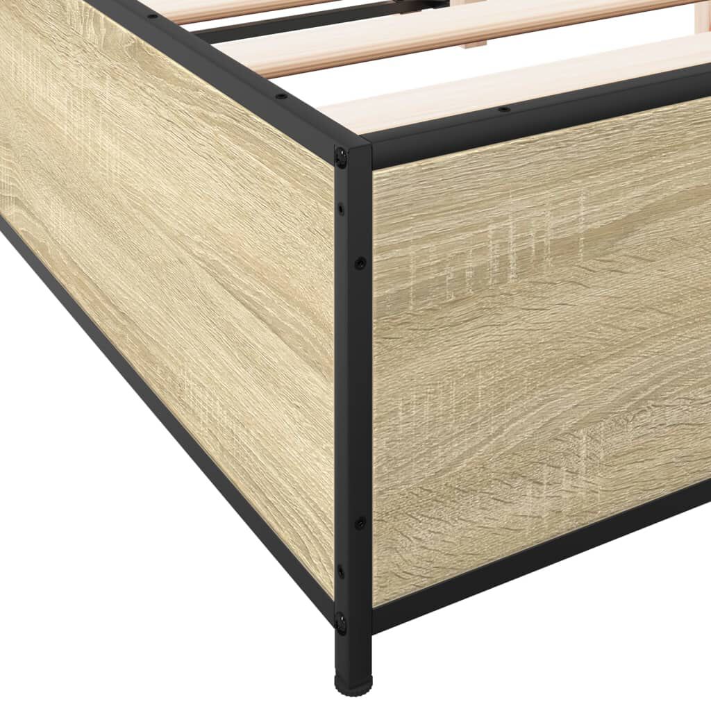 vidaXL Πλαίσιο Κρεβατιού Sonoma Δρυς 140x200 εκ. Επεξ. Ξύλο & Μέταλλο