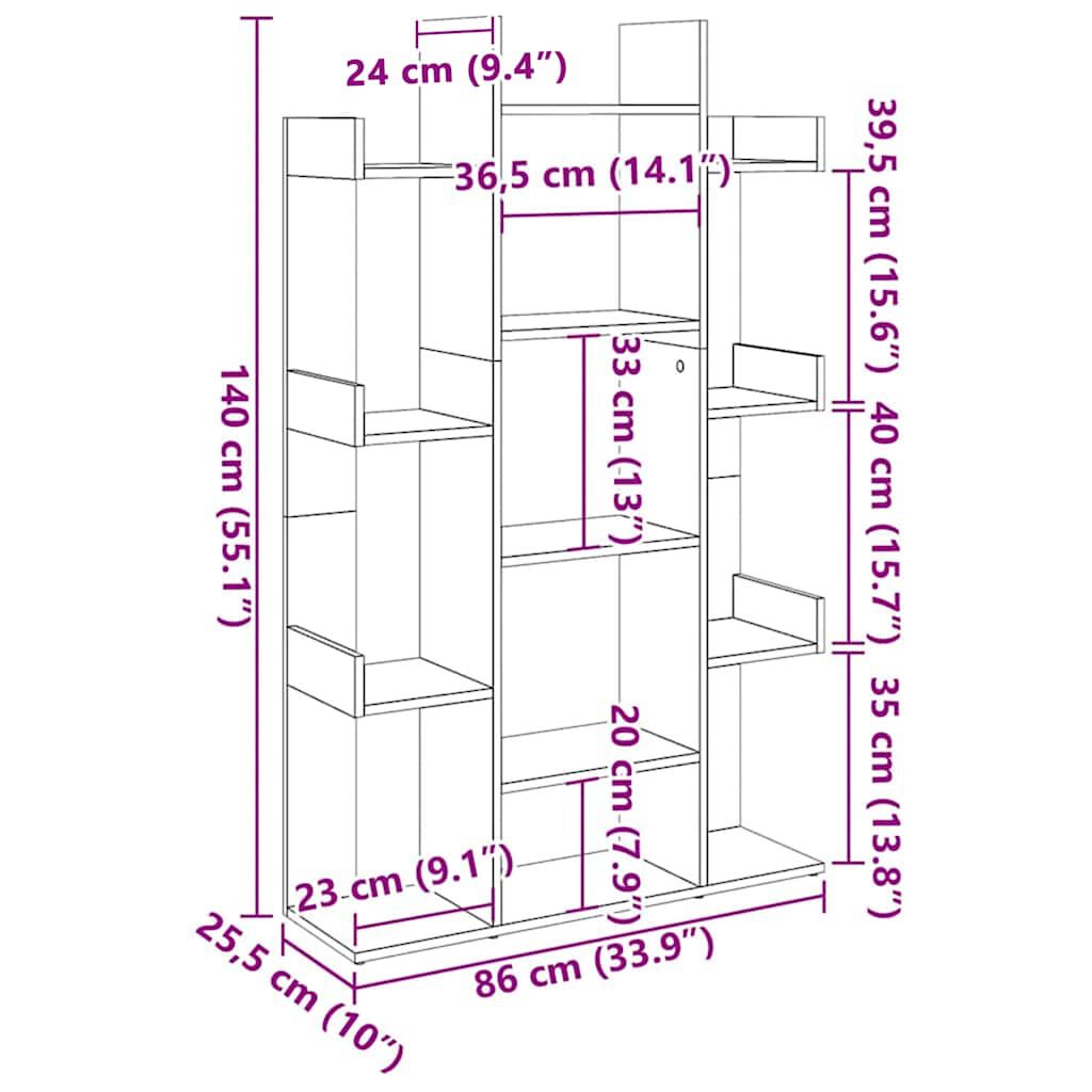 vidaXL Βιβλιοθήκη Sonoma Δρυς 86 x 25,5 x 140 εκ. από Επεξ. Ξύλο