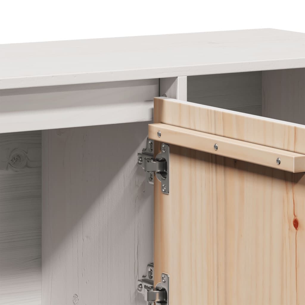 vidaXL Ντουλάπι Λευκό 110,5 x 35 x 80 εκ. από Μασίφ Ξύλο Πεύκου
