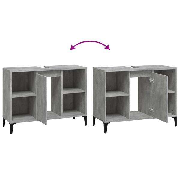 vidaXL Ντουλάπι Νιπτήρα Γκρι Σκυρ. 80 x 33 x 60 εκ. Επεξεργασμένο Ξύλο