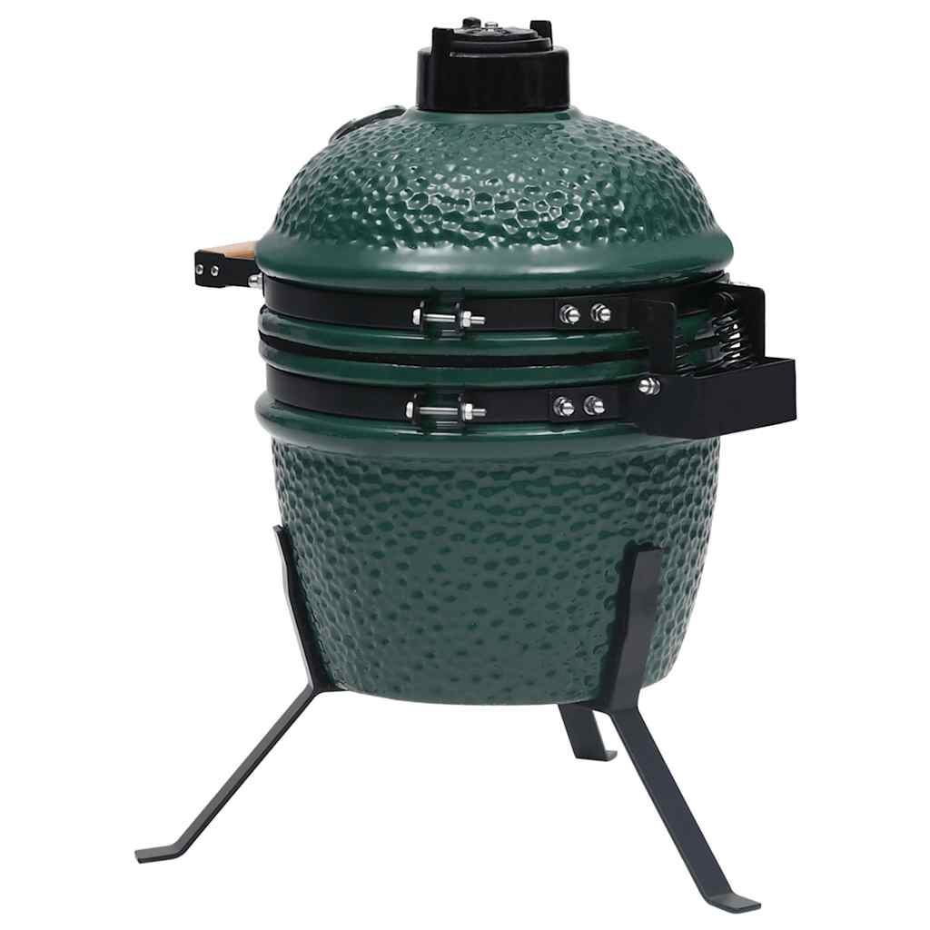 vidaXL Ψησταριά Καπνιστήριο Kamado 2 σε 1 Πράσινη 56 εκ. Κεραμική