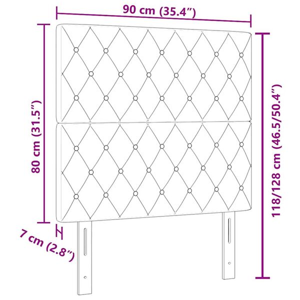 vidaXL Κεφαλάρι LED με φώτα λωρίδας LED Argyle Ροζ 90 cm Βελούδο