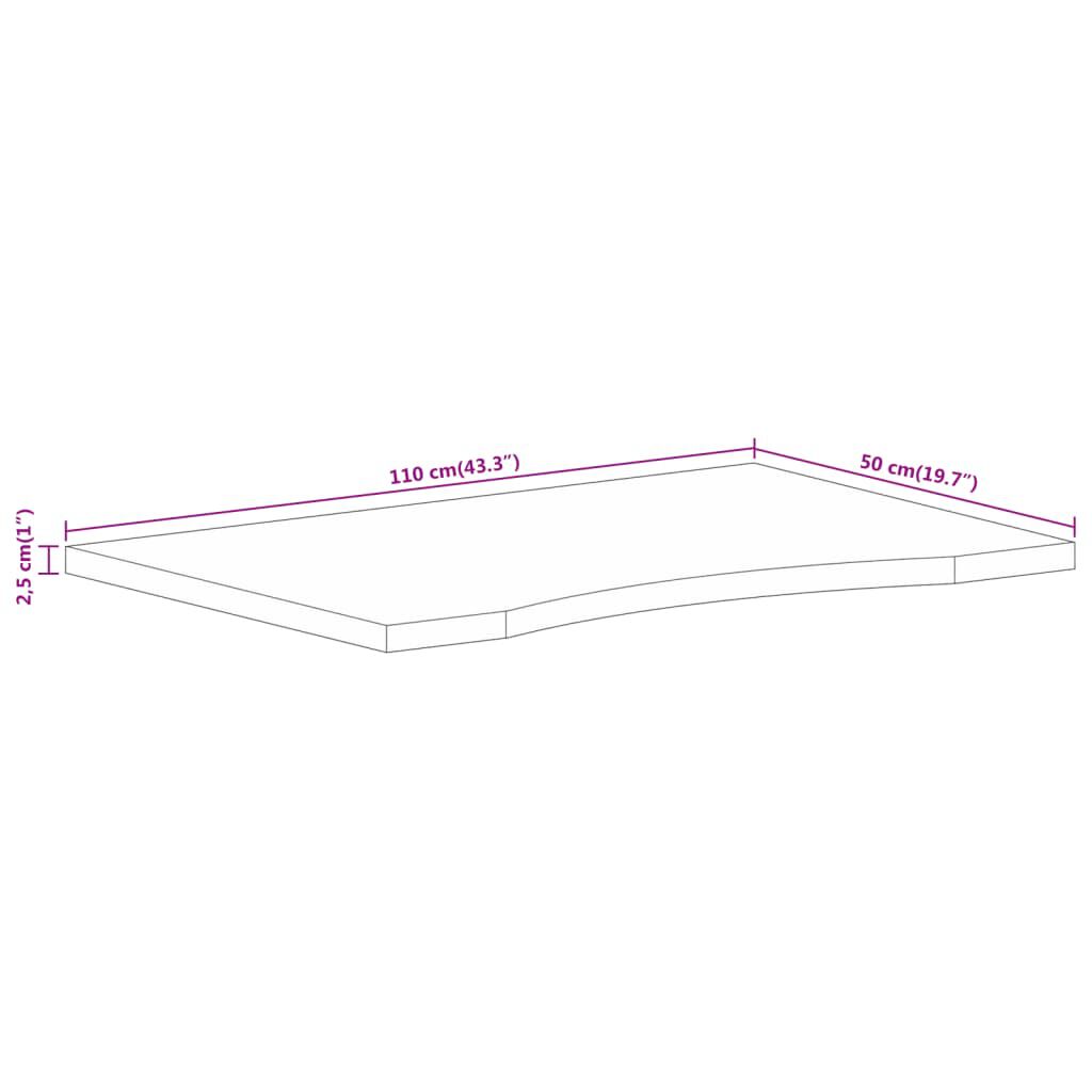 vidaXL Επιφάνεια Γραφείου Καμπύλη 110x50x2,5 εκ Μασίφ Ακατ. Μάνγκο
