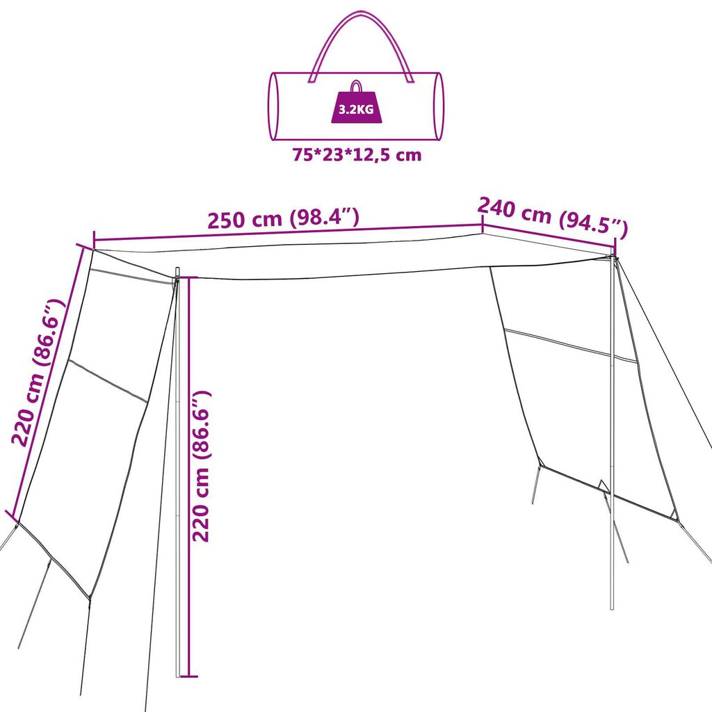 vidaXL Τέντα ανθεκτική στο νερό 302 x 240 x 240 cm