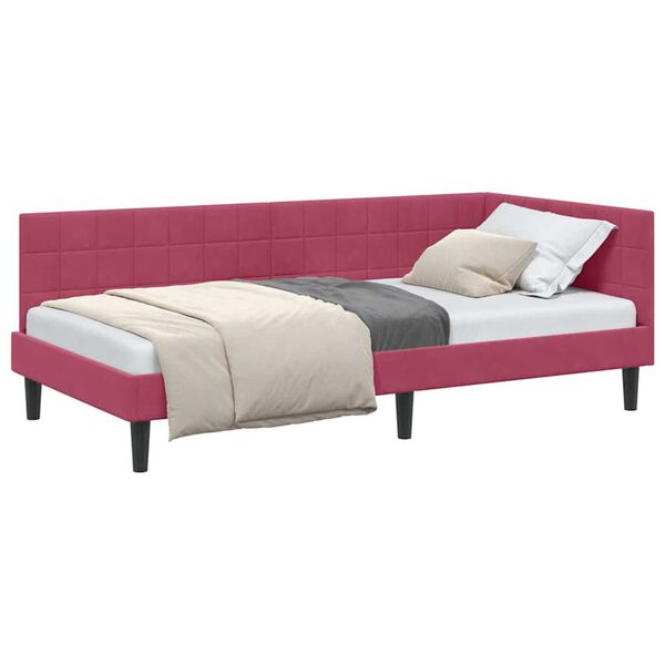 vidaXL Κρεβάτι Γωνίας με κεφαλάρι Μπορντό 90 x 190 cm Βελούδο