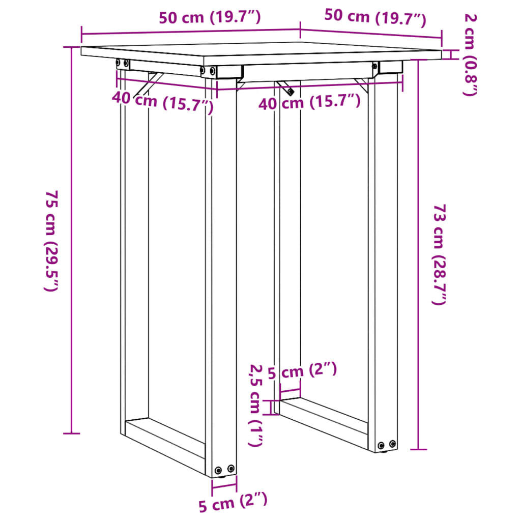 vidaXL Τραπέζι Τραπεζαρίας Πλαίσιο Ο50x50x75εκ Μασίφ Πεύκο/Ατσάλι